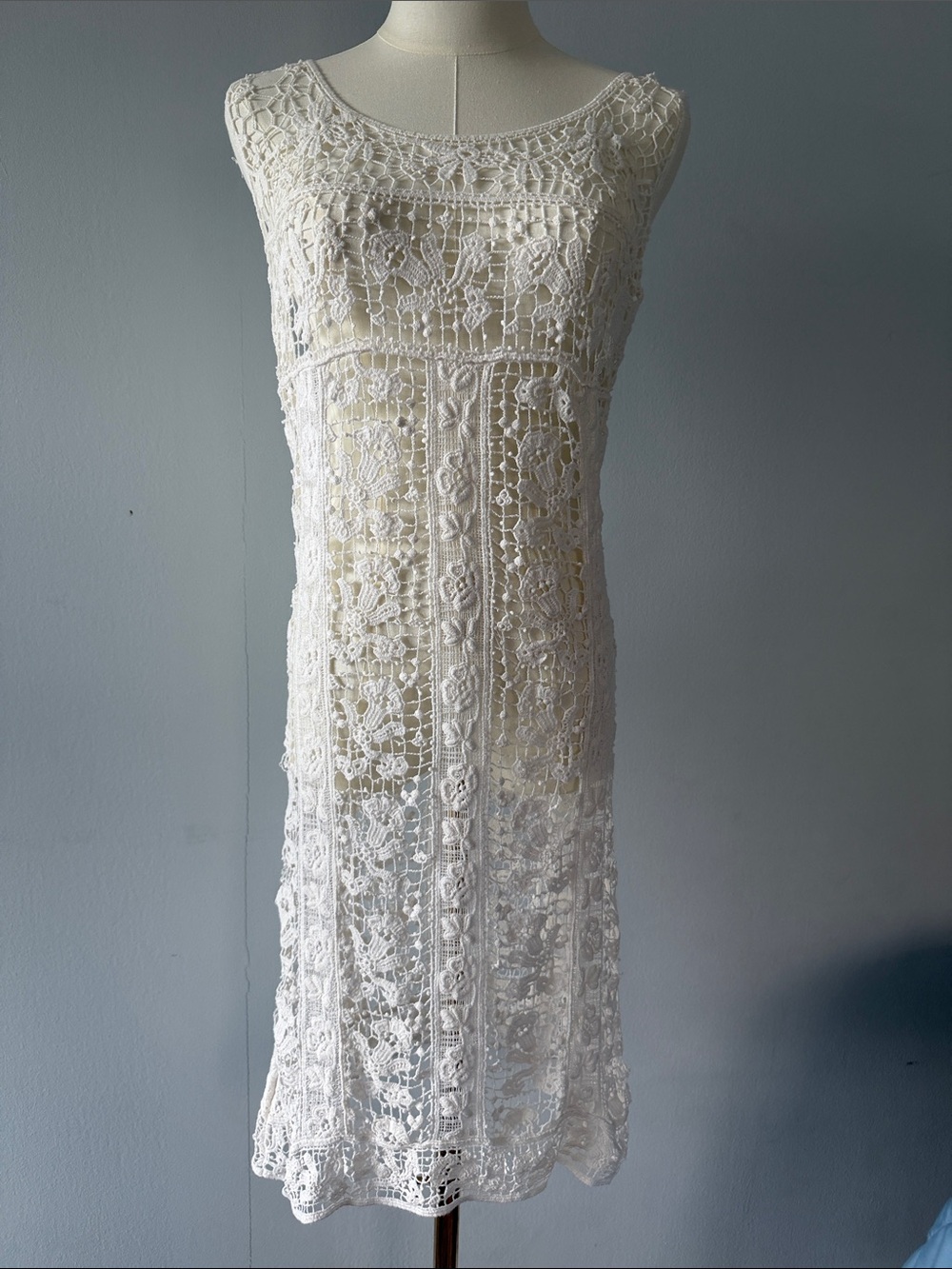 Boho Ivory Crochet Lace Sleeveless Dress
